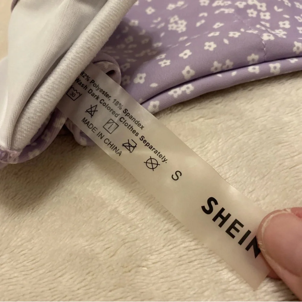SHEIN Lavender Floral Tie-Strap Top